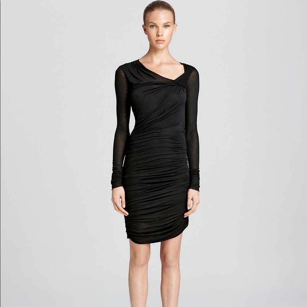 Helmut Lang Ruched Long Sleeve Dress